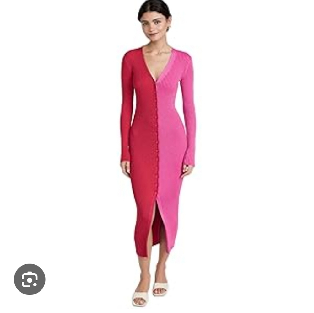 STAUD Pink Long Sleeve Dress